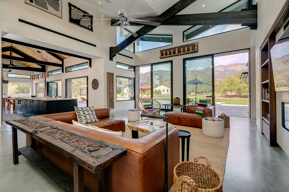 Interior view of modern vacation rental home in Ojai, California called Ataraxia.
