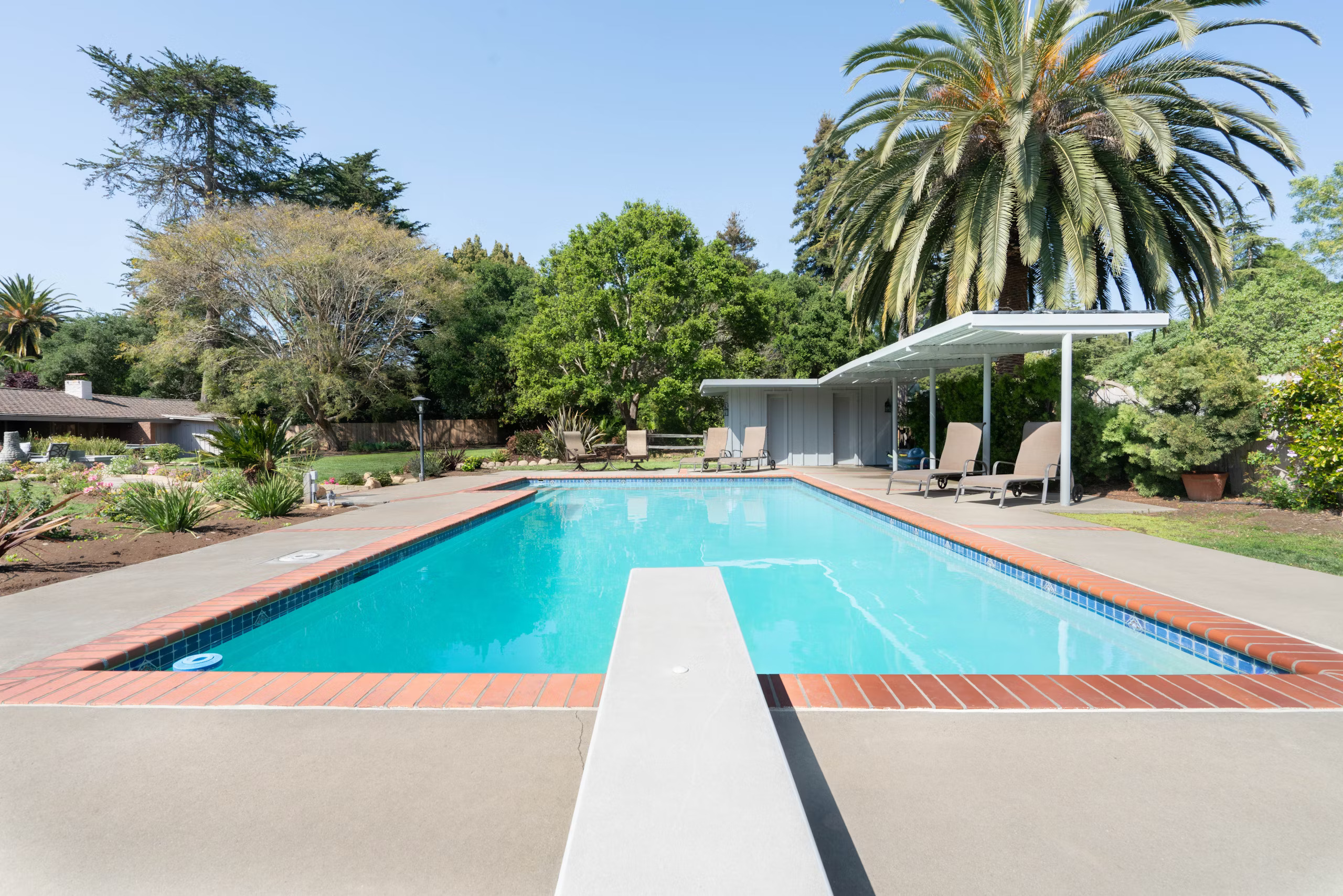 View of the pool at Santa Barbara, California, vacation rental home called Ranch Delight.