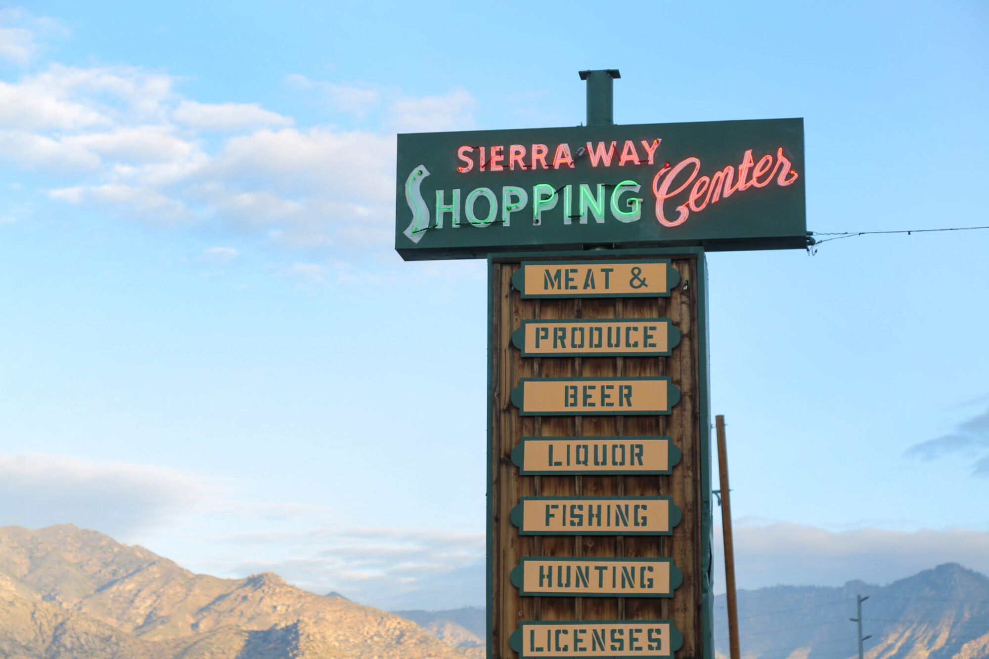 Sigh for Sierra Way Shopping Center in Kernville, California.