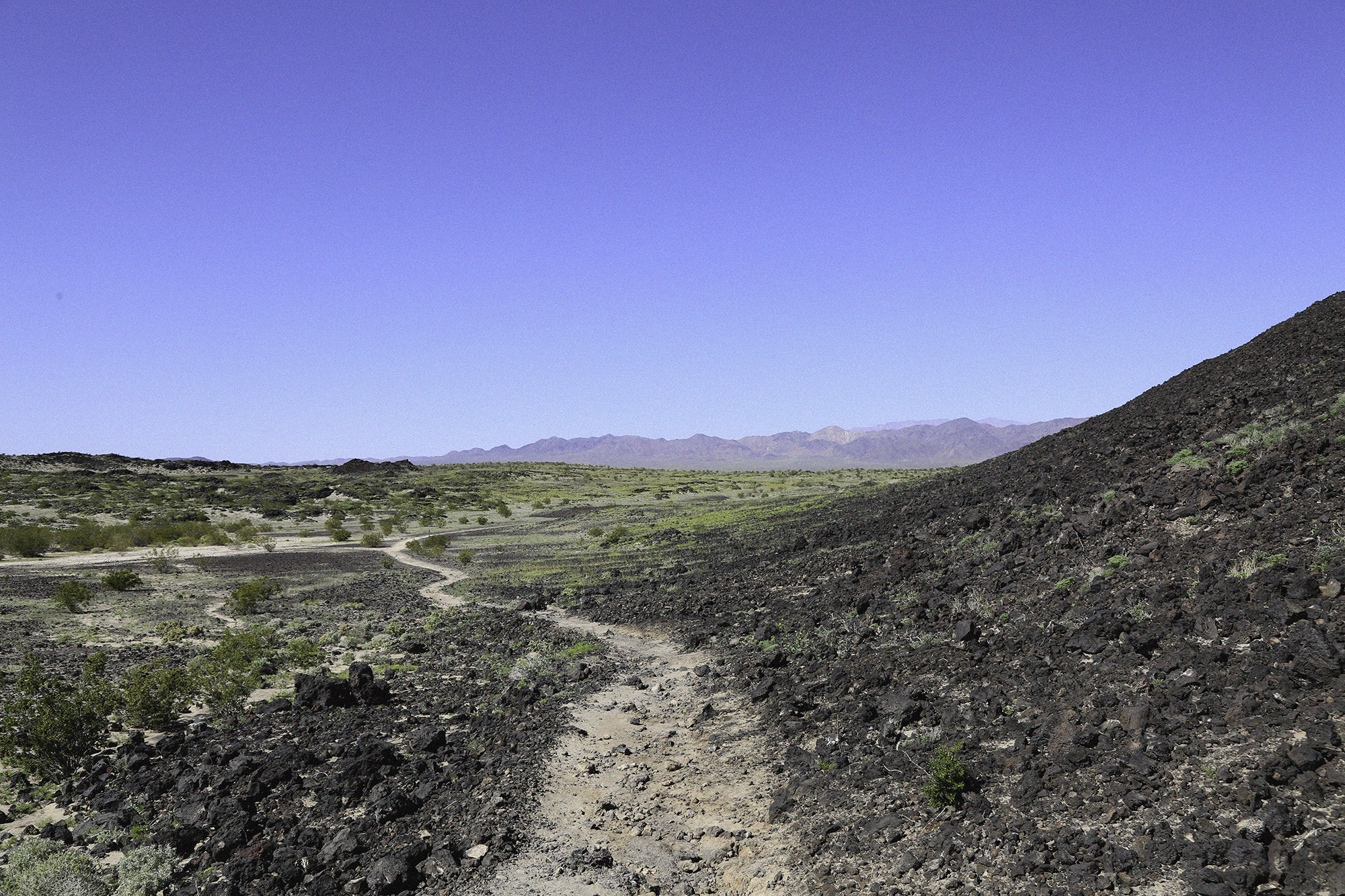 The hiking path to Amboy Crater, California.