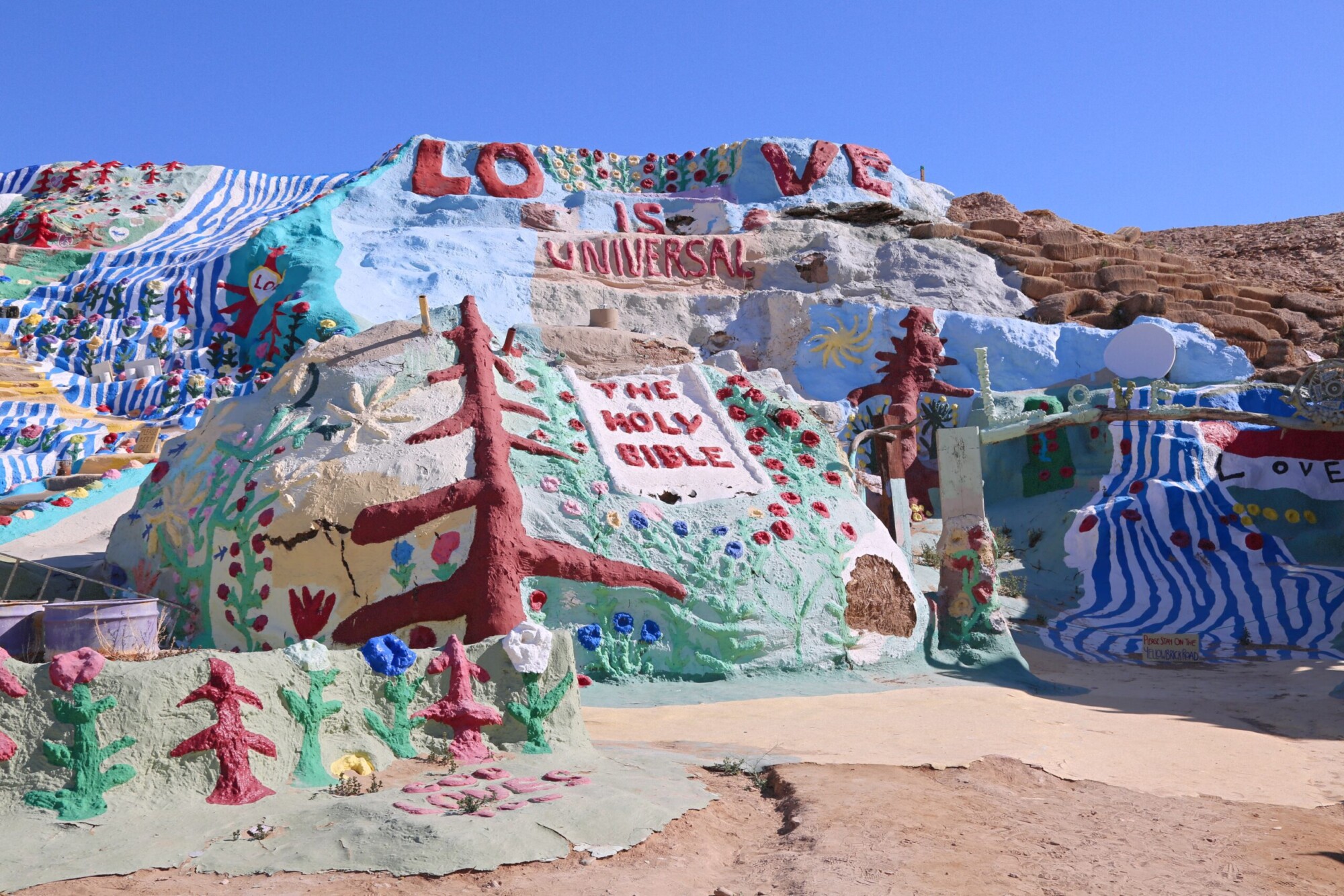 Salvation Mountain hand assembled and painted outsider art in Southern California.
