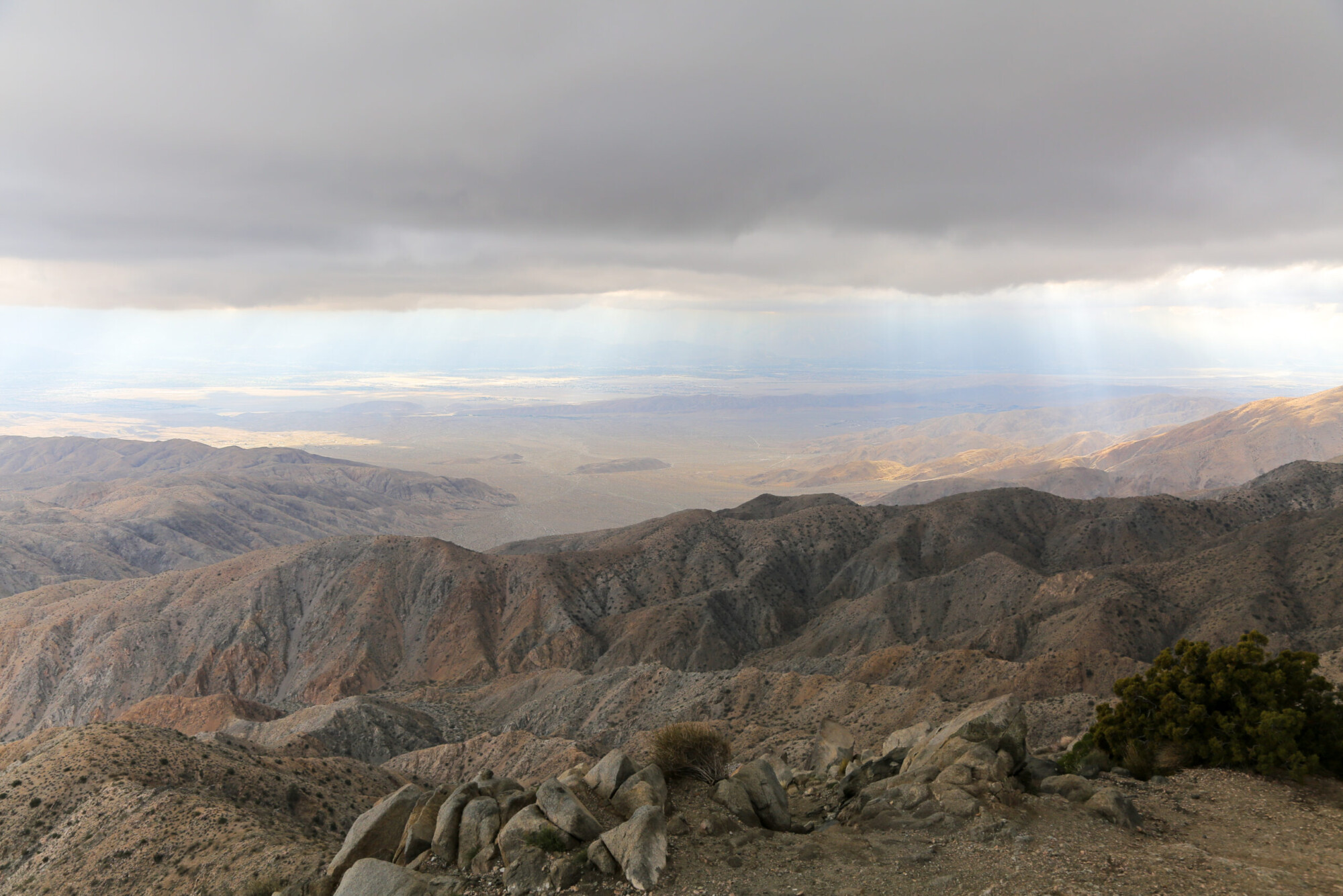 View of Coachella Valley from Key's View in Joshua Tree National Park, California.