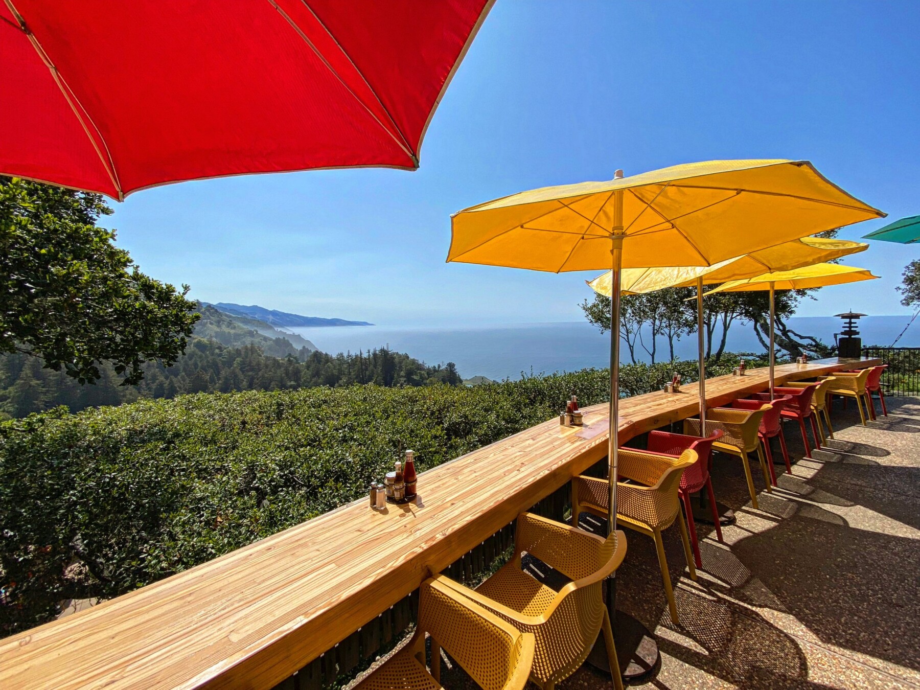 Ocean view from Nepenthe restaurant's patio in Big Sur, California